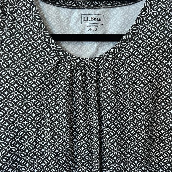 L.L.Bean Women's Black and White Print Tank, Large - Picture 2 of 4